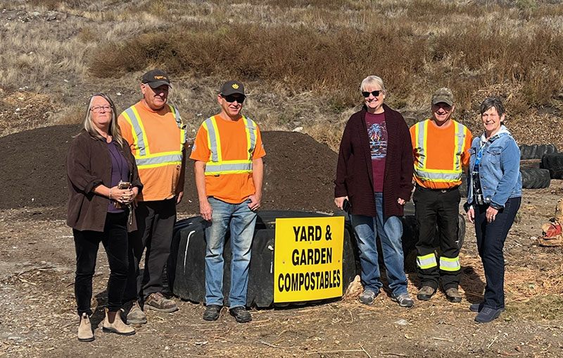 LtoR RDKB Directors for Areas D, E and C Linda Kay Weise, Sharon Gibbs and Grace McGregor with staff at RDKB's Grand Forks Landfill